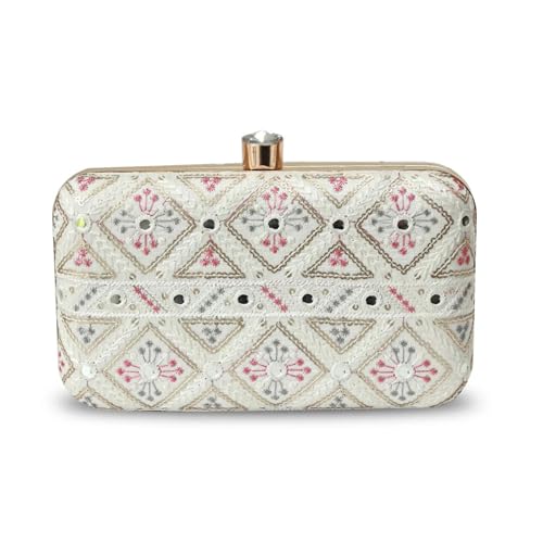 Image of THE TAN CLAN Ariba Box Clutch Purses Luxury Handbags Bag for Women - Elegant Evening Handbag, Stylish Purse with Magnetic Closure
