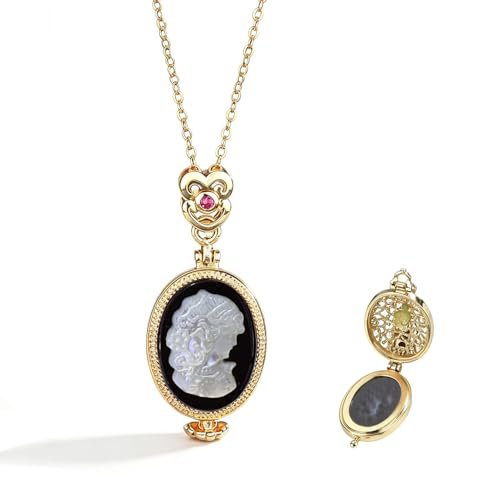 ChicB Vintage Cameo Locket Necklace with Natural Mother of Pearl Inlay