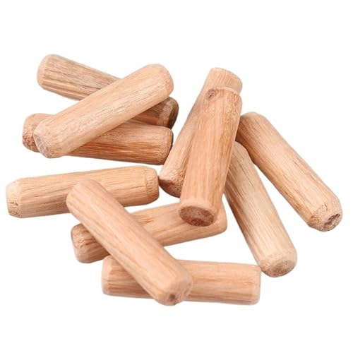LSNNMU Clavijas De Madera Juego de 50 pasadores de Madera for cajones de gabinete, Redondos, Acanalados, for Manualidades, herrajes for Muebles(M6 (100PCS),25mm)
