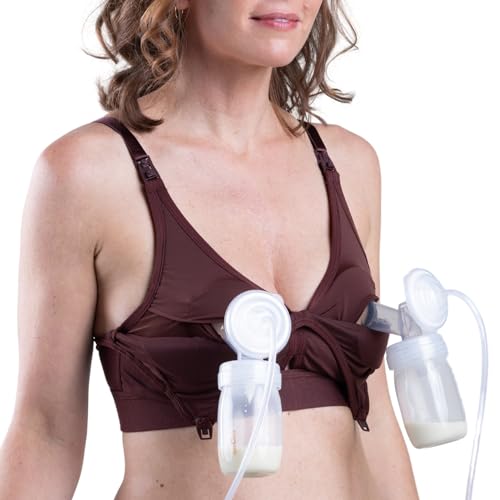 Image of Simple Wishes Supermom Pumping and Nursing Bra in One - Adjustable Pumping Bra Hands Free with SimpleClasp - Comfortable Maternity Breast Pump Bra - Bra for Breastfeeding Pumps for Women| M RC/BC