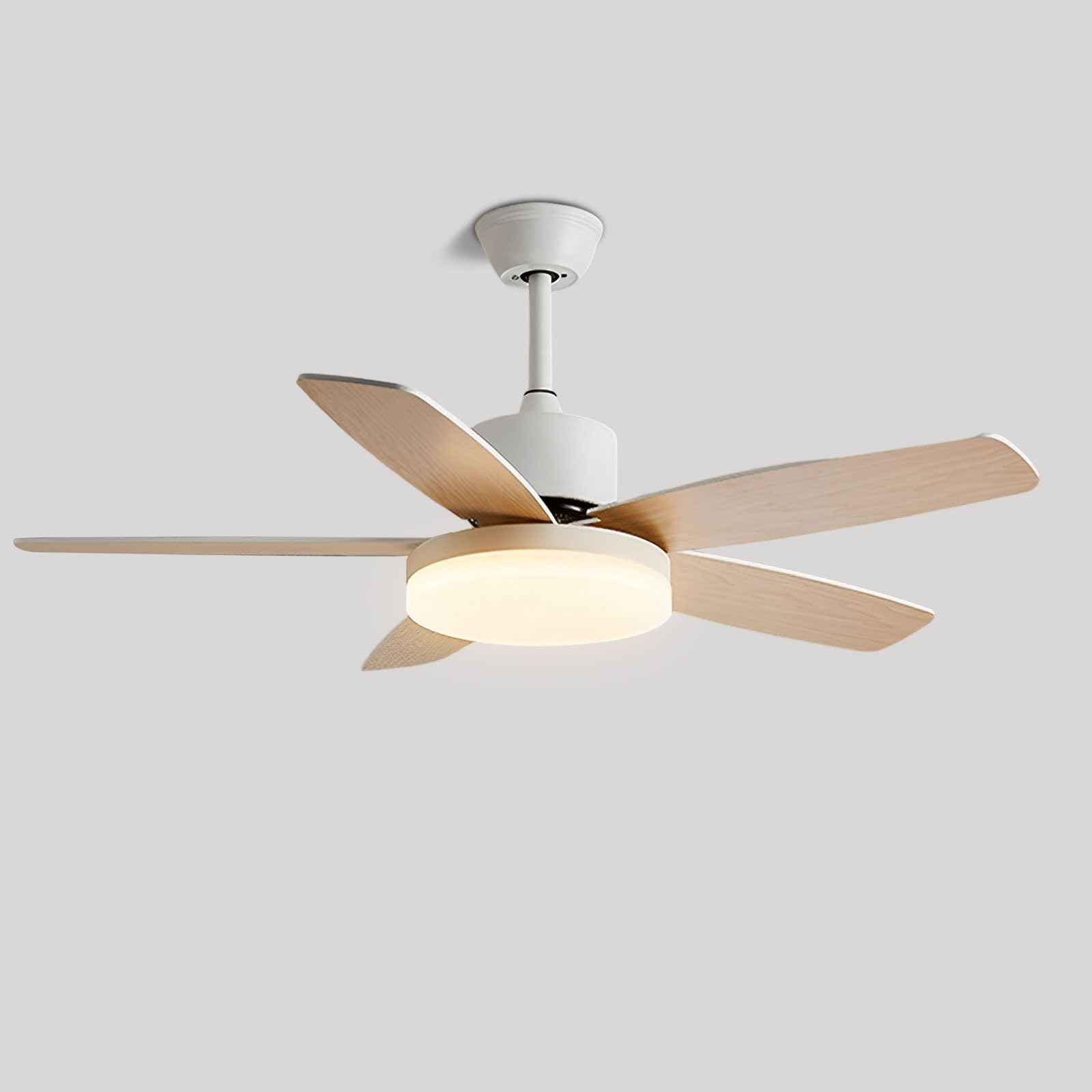 SXDMOUBK Quiet Ceiling Fan Indoor Remote Fans With Lights 36W LED Dimmable Light Fixtures For Bedroom Living Room Classroom Restaurant 6 Speeds, 5 Plywood Blades