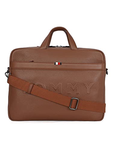 Image of Tommy Hilfiger Galveston Men Leather Business Case Tan