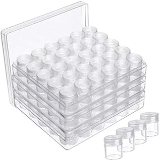 Kurtzy 3 Pack Clear Plastic Bead Storage Organiser Box (90 Jars) - Small Removable Compartment Containers with Lids - Diamond Dot Painting Beads, Jewellery, DIY Nail Art, Glitter & Embroidery