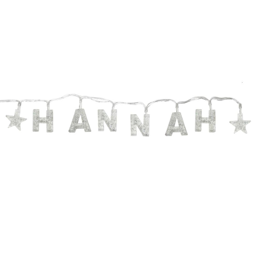 Gifts Direct 2 U HANNAH - Indoor Decorative LED String Lights Hanging Decorations Light Up Your Name in LED Clear Lights