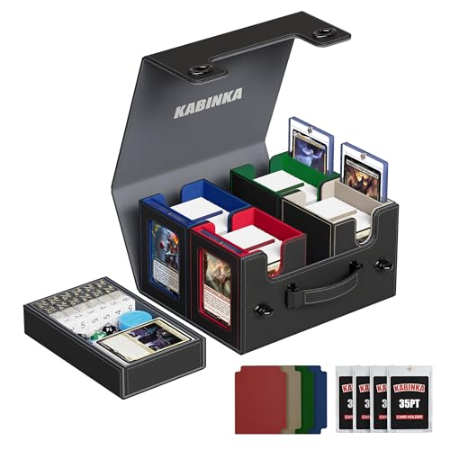 Image of Kabinka Commander Deck Box for MTG with Handle, Multi Deck Case with Large Dice Tray Fits 400+ Double-Sleeved Cards, 5 IN 1 TCG Card Storage Box with Commander Display, 35PT Card Holders (Colorful)