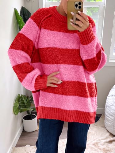 Image of Saodimallsu Womens Oversized Sweater Fuzzy Long Sleeve Casual Tunic Sweater