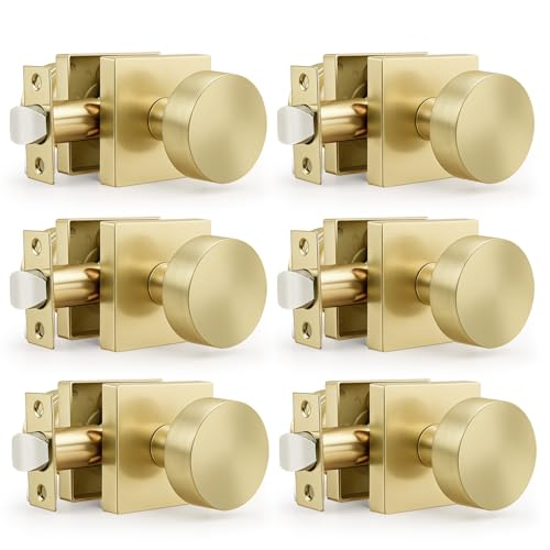 Gobrico Brushed Gold Passage Door Knobs (6 Pack)