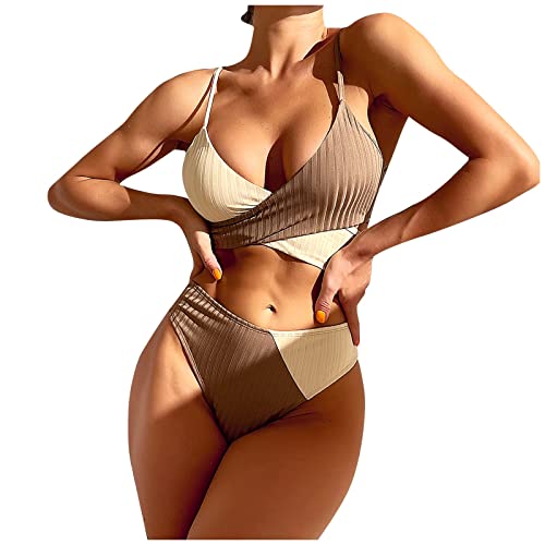FTRGHNY Sexy Trikini Badeanzug Farbblock Bikini Damen Badebekleidung Für Damen Einteiler Cover