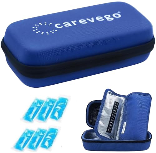 CareVego® Insulin Cooler Travel Case - Handy Medication Insulated Diabetic Carrying Cooling Bag for Insulin Pen, Glucose Meter and Diabetic Supplies with 6 Cooler Ice Pack