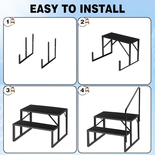 Escalera de 2 Peldaños con Pasamanos para Piscina y RV miniatura 4