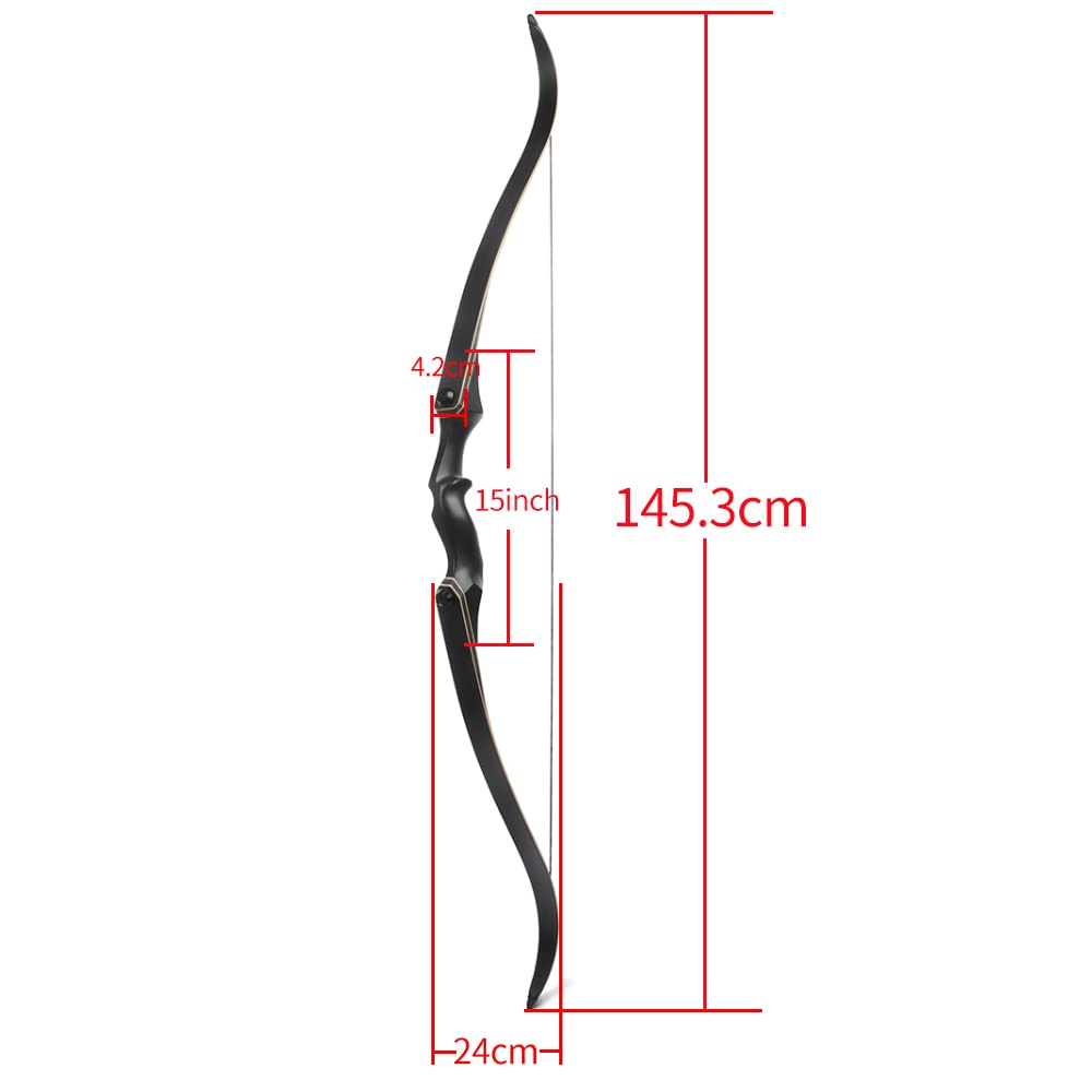 60" Jagd-Recurvebogen-Set für Erwachsene – 60 lbs Magnesiumlegierung Abnehmbarer Bogengriff, Rechtshänder, für Outdoor-Schießen