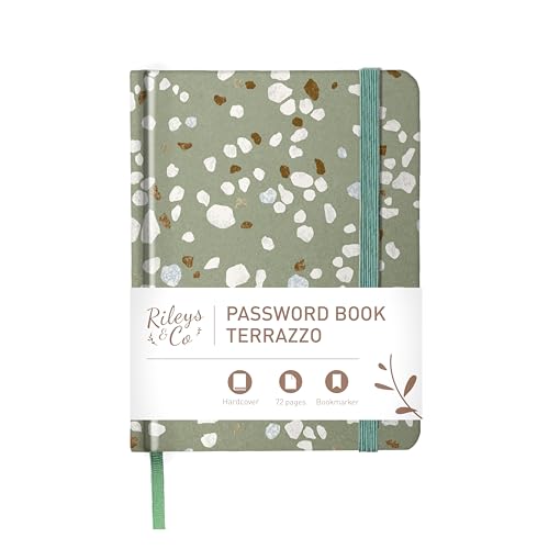 Rileys & Co. Elegance Password Book | Alphabetical Tabs, Password Organizer, Secure Internet & Website Login Keeper, Username Storage | Stylish and Durable (Terrazzo, Green, 15.2 x 11.4 cm)