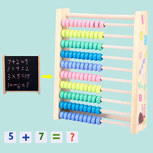 Abakus,Holz Rechenschieber,Holzspielzeug Baby,Montessori Spielzeug,Mathematik mit 100 Holzperlen Kinderspielzeug Motorikspielzeug Lernspielzeug Geschenke für Kinder