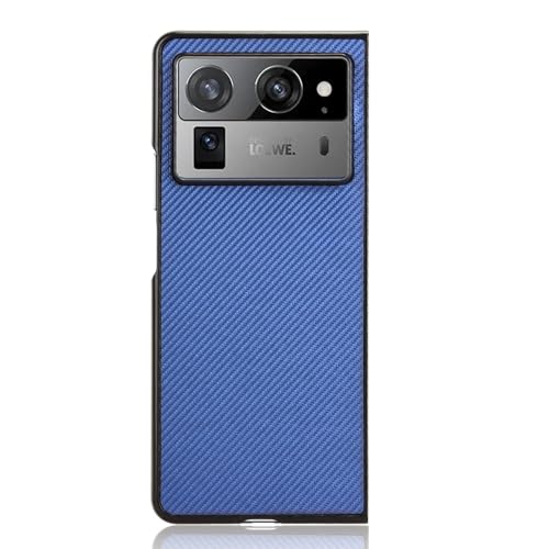 Image of for Tecno Phantom V Fold2 Case Carbon Fiber Texture Shockproof PU+PC Phone Cover - Blue