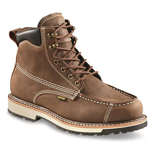 Guide Gear Rugged Timber Mens Chukka Boots Waterproof Leather Work Shoes, Moisture Wicking Insoles, Pull-On Ankle Boot