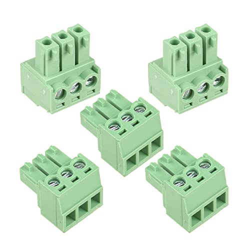 Jutagoss 25 PCS PCB Terminal Block Connector 300V 3P Flat Angle Needle Seat Insert-in PCB Screw Terminal Block Connector 15EMG-3.81 Green