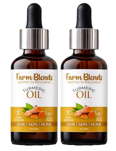 Image of Farm Blends Turmeric Essential Oil 100% Undiluted Pure | Marks, Strong Hair | Farm To Home | Natural | Corcuma longa|15ML + 15ML (Pack of 2)
