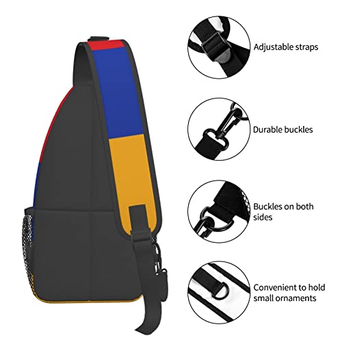 Mochila cruzada unisex con bandera armenia negra miniatura 6