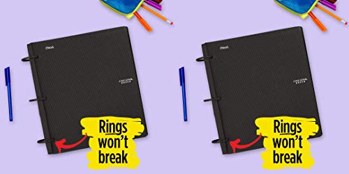 Five Star Flex Hybrid NoteBinder, 1 Inch Binder with Tabs, Notebook and 3 Ring Binder All-in-One, Black (72009) 2 Pack