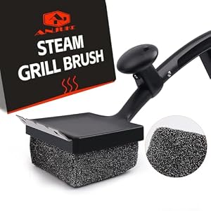 Grillbürste, 4-in-1 Grillbürste Gusseisen mit Edelstahlschaber, wiederverwendbarer Grillreinigungsbürstenkopf, bestes Grillzubehör ür Gasgrill, Holzkohlegrill, Grillrost - Geschenke für Männer