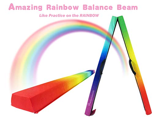 Pregymnastic Folding Balance Beam-Gymnastics Beam-Floor Beam- 8Ft/9.5Ft -Extra-Firm Suede Cover With Shinning Sticker And Carry Bag For Home/School/Club/Travel #TOP1