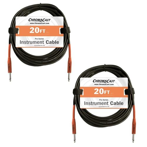 Câble pour instrument ChromaCast Pro de 6,1 m avec double blindage orange coucher de soleil