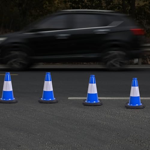 OrangeStar 12" Blue Traffic Cones 8-Pack Reflective Safety Cones with Heavy Duty Base for Sports Training, Parking Lots, Construction, Indoor & Outdoor Use - 5