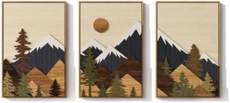 Framed 3D Wood Mountain Farmhouse Wall Art for Living Room Decor, 24x36 In — view 8