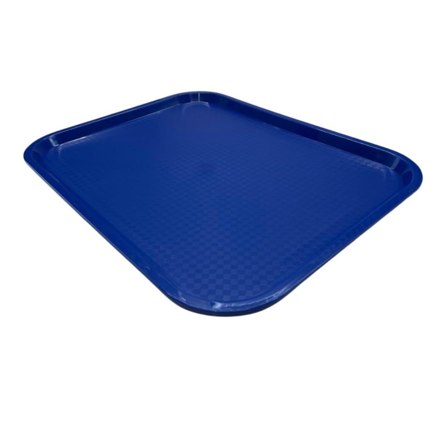 Fast Food Plastic Rectangular Serving Tray 18''x 14'' 46 x 36cm Polypropylene Cafe, Restaurant,Food Canteen Tray (Blue)