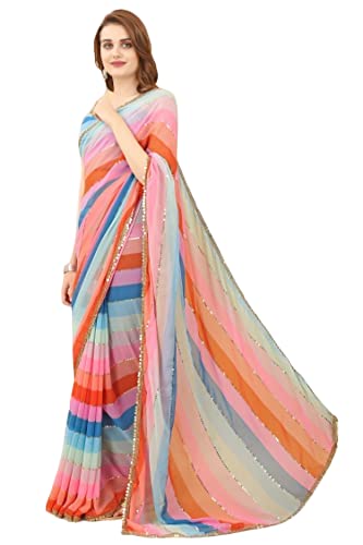 MANUBA ENTERPRISEWomen's Georgette Plain Saree With Blouse Piece (QD-1TM6-51VV)