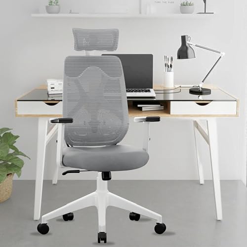 beAAtho Dusk Ergonomic High Back Office Chair | 2D Adjustable Arm & Headrest, Lumbar Support, Single Lock Synchro, Metal Base | Revolving Mesh... - Image 3