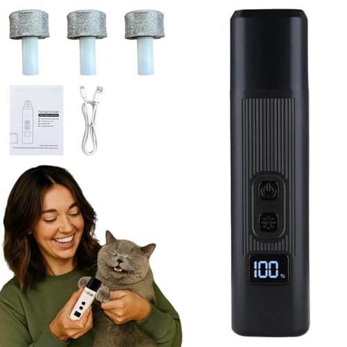 catlabo Cat Nail, Safe Cut Cat Nail Trimmer, Nail Trimmer, Two Adjustable with 360° Grinding Settings, Low-Vibration Ultra-Quiet Under 40db ＆ Powerful Enough for All Cats ＆Dogs (Black)