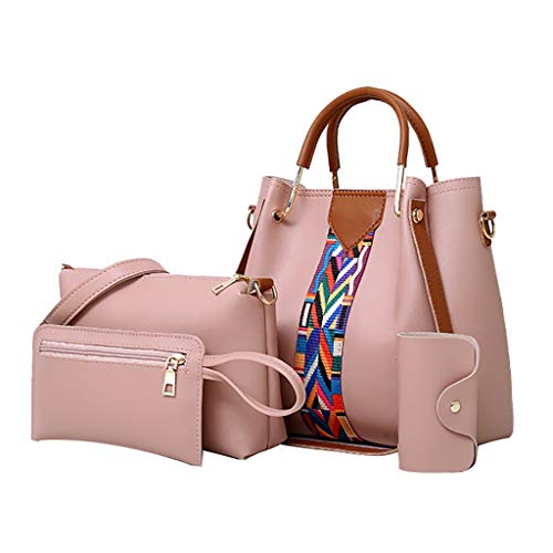 Luckycat Bolsos bandolera para Mujer 2019 Primavera y Verano Moda mano Carteras de mano y clutches monedero Shoppers y bolsos de hombro Cuero de la PU Señora de Juego de cuatro piezas