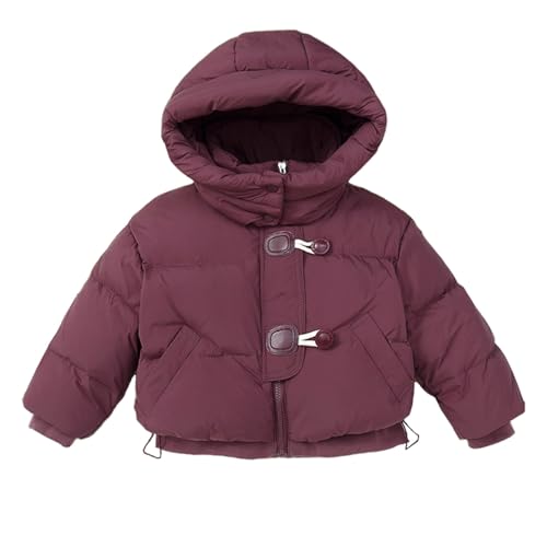 Cotton Coat for Boys Girls Adjustable Hem Hooded Quilted Jacket Casual Soft Comfortable Cute Outerwear with Pockets