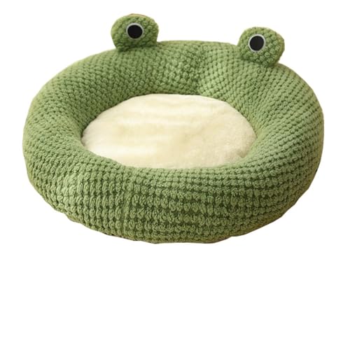 猫 ベッド 洗える 小型犬 ペットハウス ラウンド型 冬用 クッション ドーム型 フワフワ 四季 リトルフロッグシリーズ 半密閉型犬小屋 暖かいぬいぐるみのペットハウス (緑色のカエルの丸い巣(50*50CM))
