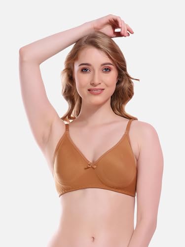Image of FIMS - Fashion is my style Women Cotton Blend Non-Padded Bra Non-Wired Mould Seamless Cup Solid Bras Cup-B Pack of 1, Multicolor