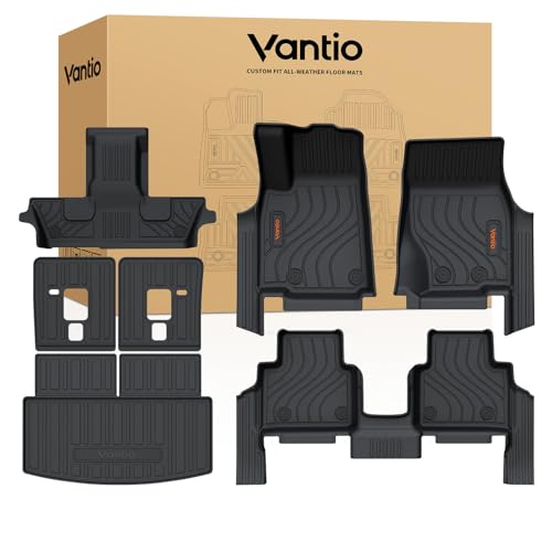 Image of Floor Mats & Cargo Liner Set for 2021-2026 Jeep Grand Cherokee L 6 Passenger (Without Center Console), Custom Fit TPE All Weather Floor Liners with Seat Back Protectors & Door Sill Guards