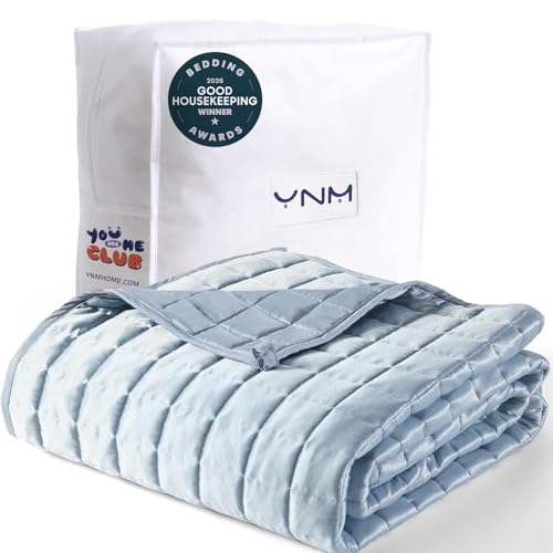 Image of YnM Cooling Weighted Blanket for Adults, 12lbs Heavy Bed Throw Comforter with 100% PE Fabric, Ideal for Hot Sleepers or Summer Days(48x72 Inches for Twin /Full Bed, 12 Pounds, Blue)