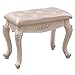 DBGA Tabouret Pouf pour Coiffeuse, Tabouret Baroque Rembourré pour Coiffeuse ou Piano, Tabouret de Coiffeuse avec Pied en Acier-Plastique Blanc