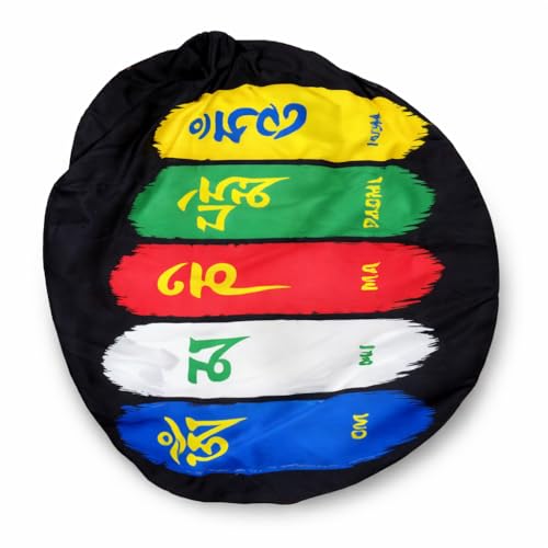 Image of TA Petrol Tank Cover for Classic 350, Black Multicolour Tibetan Script Design, Universal Fit