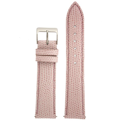 Tech Swiss 16mm Watch Band Genuine Leather Lizard Grain Pink Quick Release Built-in Pins