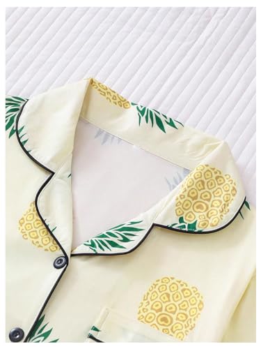 SOLY HUX Women's Short Pajamas Set Cute Printed Button Short Sleeve Shirt with Shorts Sleepwear PJs Set3