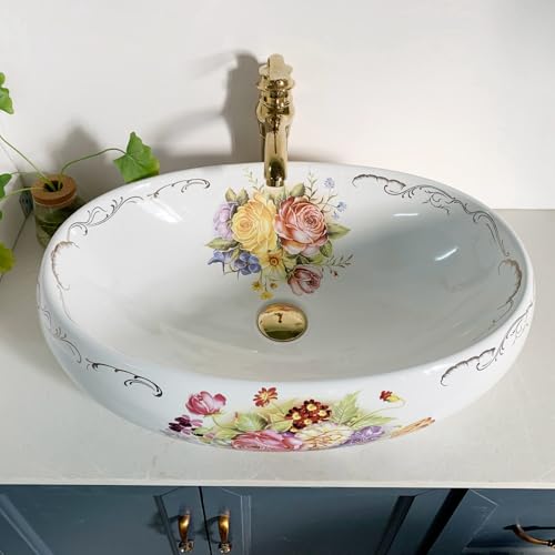 Ovale Form große Größe künstlerische Keramik Waschbecken für Bad Eitelkeit oben L60cmxW40cm
