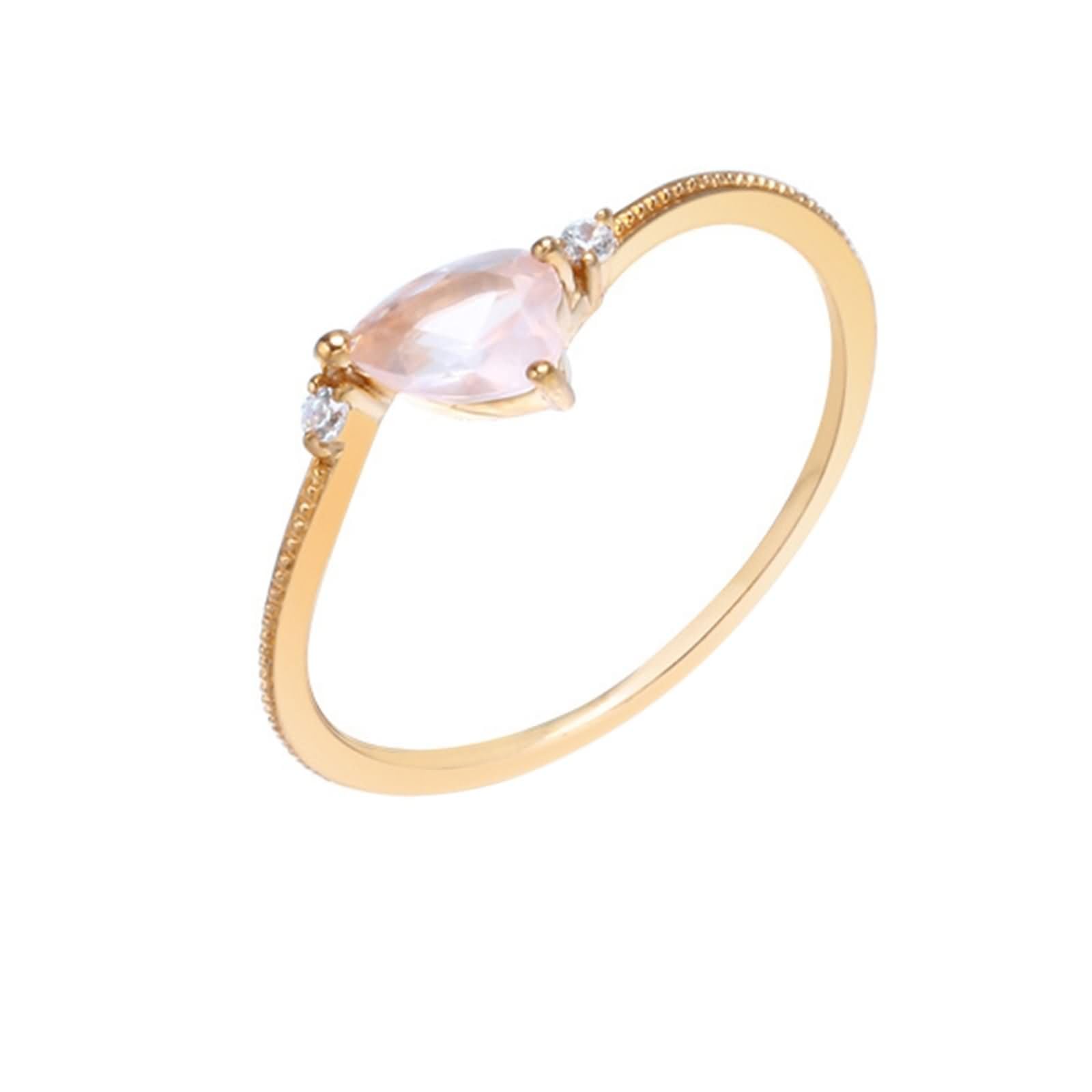 Beydodo Anillos de Boda Oro Rosa de 9 14 18 Kilates para Mujer con Corazón con Cristal y Moissanita, Anillos de Compromiso para Mujer Oro Rosa