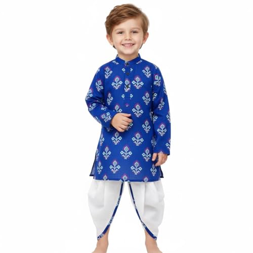 Image of Chandrakala Kids Kurta Dhoti Set for Boys Indian Printed Ethnic Wear(KK122-P)