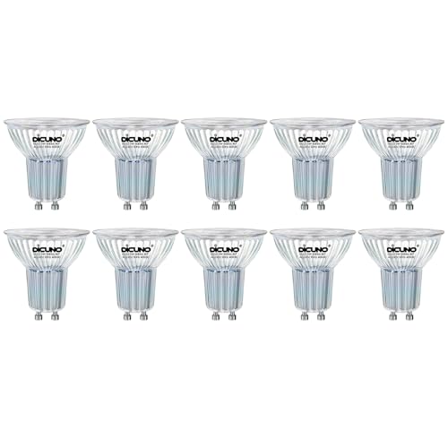 Image of DiCUNO GU10 LED Bulbs Natural White 4000K, 5W 600LM Energy Saving GU10 LED Light Bulbs, 50W Halogen Equivalent, Class D Spotlight for Ceiling Lighting Decor, 40° Beam Angle, Not-dimmable, 10 Pcs