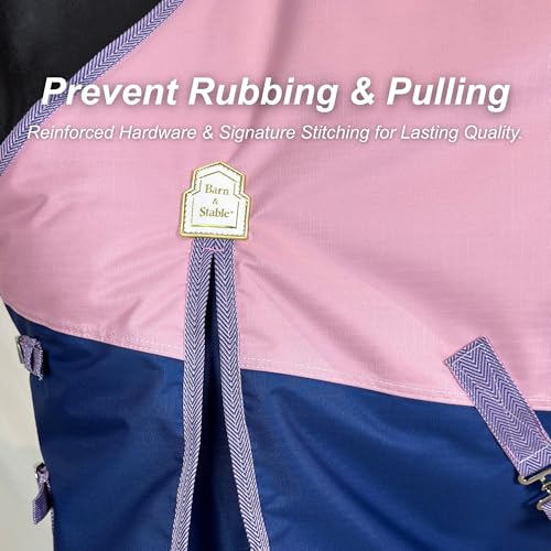 Image of BARN & STABLE 600Denier 3000mm /3000mvp Super Waterproof & Breathable Horse Blankets for Winter with 200g Fill (Pink /Blue, 78 Inch)