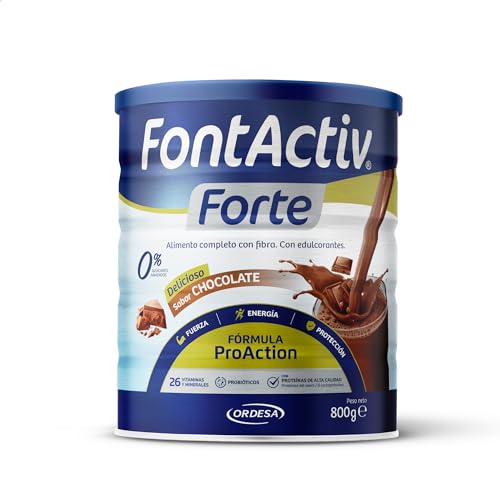 FontActiv Forte ProAction Chocolate | 800g | Suplemento Nutricional con Fibra para Adultos - 0% Azúcares añadidos