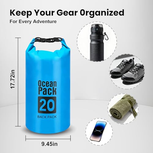 Image of Waterproof Dry Bag,20L Roll Top Lightweight Dry Storage Bag Backpack for Hiking, Backpacking, Kayaking, Camping, Swimming, Boating