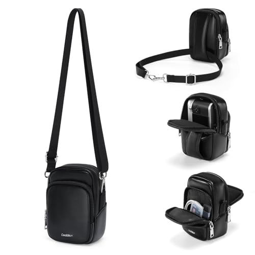 Cwatcun Digital Compact Camera Sling Bag PU Leather，Portable Protective Small Crossbody Camera Case Lightweight Photography Camera waist bag for Canon Nikon Sony Fuji Digital Camera